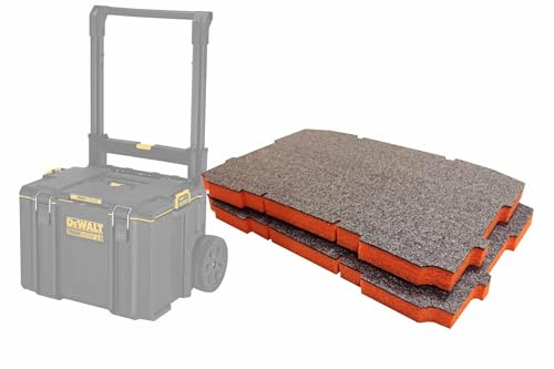 Shadow Foam ToughSystem 2.0 Rullande verktygslåda skuminlägg [Twin Pack] Skär och skala av skuminlägg för DeWalt ToughSystem 2.0 verktygslådor | Verktygsorganisation, Kaizen, 5s, verktygsförvaring (30 mm, orange)