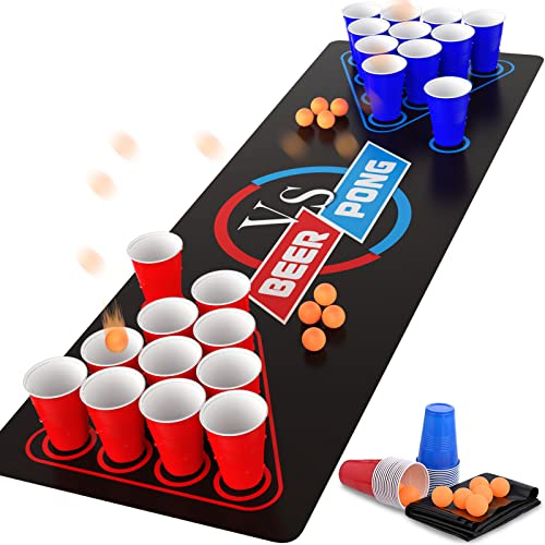 Cieex Jeux à Boire, Beer Pong Kit Pack Complet Beer Pong Jeu de Boisson Amusant pour Adultes pour Festivals de Fête Tournois BBQ