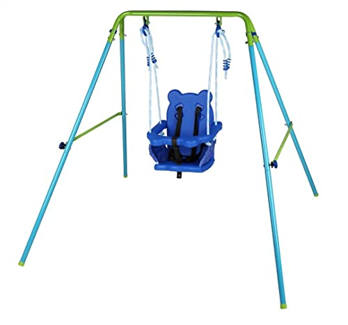 HLC Baby Toddler Indoor Outdoor Swing Set for Garden,Folding Swing for Toddler with Safety Support Back Seat Adjustable Strong Rope Playground,Easy Assembly Metal Frame Suitable for 9-36 months