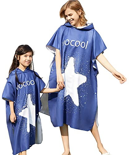 YEVDA Stern Badeponcho für Erwachsene Kinder Schnelltrockend Mikrofaser Bademantel mit Kapuzen Strandtuch Duschtuch Schwimmen Surfing Strand Tauchen Badeort Erwachsene Größe
