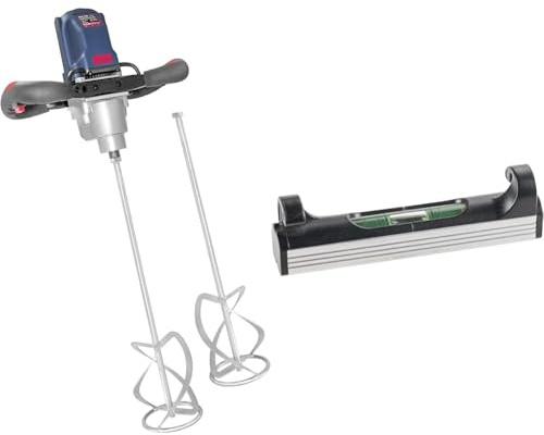 Güde 58048 Rührwerk GRW 1800 & kwb Schnur-Wasserwaage für Richtschnüre/Maurerarbeiten und Pflaster-Arbeiten,78 mm klein, mit Aluminium Unterseite, ideal für Maurerschnur