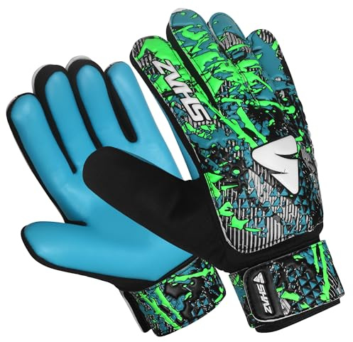 Shaz Soccer Goalkeeper Gloves for Kids Boys Children Youth, Funky Football Goalie Gloves Anti Slip 4mm Latex Palm with Strong Grip & Double Wrist Protection(Size 6 Suitable for 13-15 Years, Cyan)