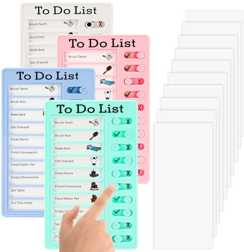 Litimkat 4 Stück Memo Checklist Boards, To Do List Checklist Board, Tafel Chore Chart mit 10 Trocken Löschen Papier, für Kinder Erwachsene Zeitplan Lernplanung Erinnerung