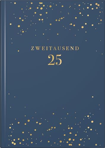 rido/idé Bokkalender Young Line (2025) Starry Night, 2 sidor = 1 vecka, A5, 160 sidor, omklädningsmaterial, mörkblå