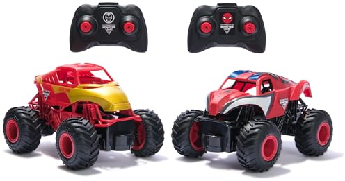 Monster Jam, Marvel Offizielles Superhelden-RC-Herausforderungspaket, Iron Man und Amazing Spider-Man ferngesteuerte Trucks, Maßstab 1:24, RC Kinderspielzeug für Kinder ab 4 Jahren