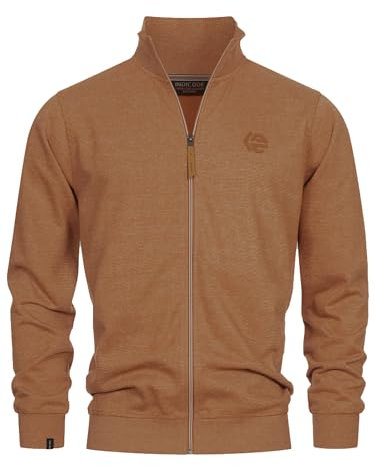 Indicode Herren INYanic Sweatjacke mit Stehkragen | Cardigan Herrenjacke Sweater Männer Toffee, M