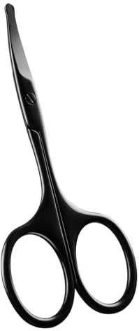 Velodios Premium Nose Scissors for Men Women, Facial Grooming Scissors, Curved Safety Blades with Rounded Tip for Trimming Small Details, Ear Hair, Eyebrow - Black