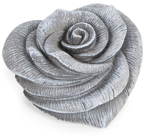 Logbuch-Verlag Corazón para tumba con forma de rosa en imitación de piedra, 11,5 cm, color gris