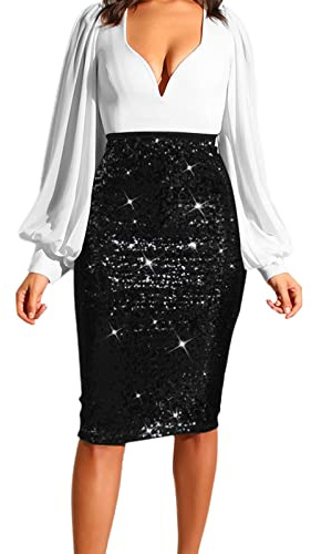 Gonna Paillettes Donna, A Vita Alta Moda Gonna Tubino Bodycon Sexy Avvolgere L'Anca Lato Gonna Longuette Gonna Aderente Con Glitter Per Feste E Serate Fuori Discoteca Midi Gonna A Matita Stretto