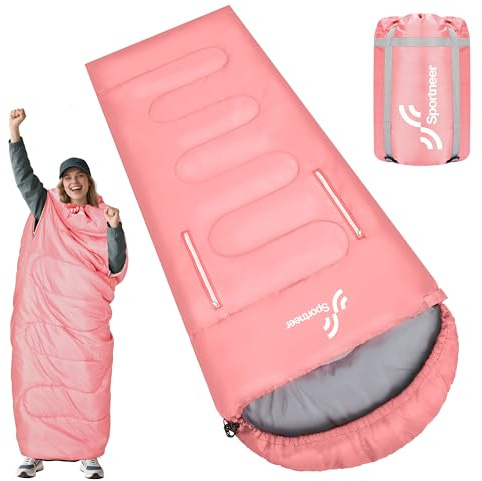 Sacco a Pelo 3-4 Stagioni 200×85 cm, Impermeabile e Leggero 1,7 kg, con Design Indossabile per Muovere le Braccia, per Campeggio, Viaggi, Festival e Uso Interno/Esterno – Adulto