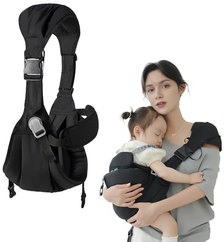 Anti-Liegende Babytrage Hoch Tailliertes Design Geeignet für Babys Unter 25 KG, Geeignet für Kinder im Alter von 1-4 Jahren (Schwarz)