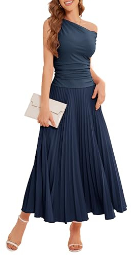 Bbonlineklänning, sommarklänning, damer, maxilång, aftonklänningar, elegant, axellös, fritidsklänningar, ledig, strandklänning, fest, cocktail, brudtärneklänning, marinblå, L