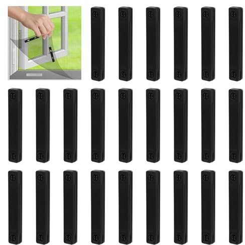 UFURMATE - Juego de 24 imanes de ventana magnéticos para mosquitera, clips de fijación antimoscas para mosquitera, color negro