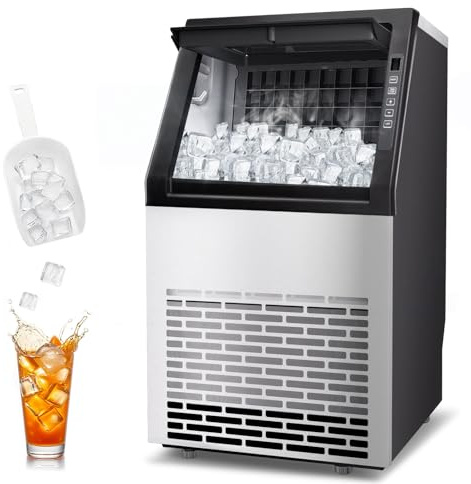 DOGHLY Commercial Ice Maker Machine, 100lbs/24H Stainless Steel Under Counter ice Machine, 20 lbs Ice Storage Capacity, 36 Ice Cubes in 10-15 Mins, Freestanding Ice Maker for Home/Bar/Restaurant