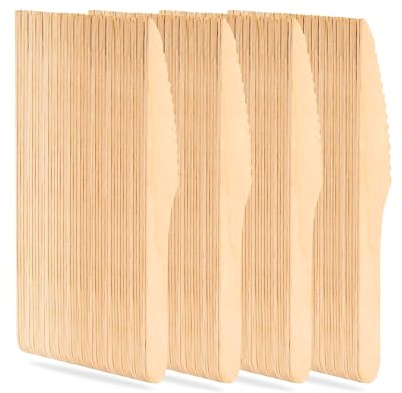 G4GADGET 500x Wooden Knives Disposable Biodegradable Birch Wood Utensils for Parties, Picnics, Weddings, BBQs, and Events
