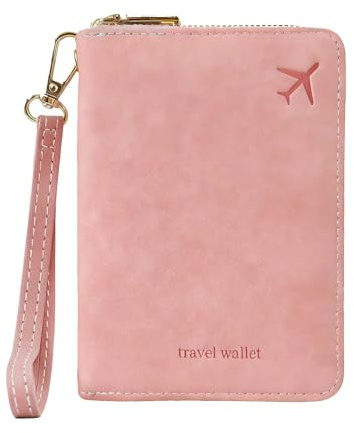 XSDSLS Pochette Passeport,Porte Passeport Voyage,Portefeuilles Passeport Familial,Porte Document Voyage (Rose)