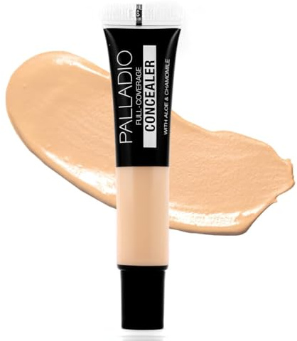 Palladio Full Coverage Concealer, Under Eyes Disguise, Creamy Face and Eye Concealer, Evens Skin Tone, Conceals Blemishes, Dark Circles and Fine Lines, Use with Concealer Brush, Vanilla Latte