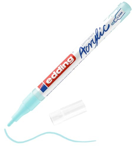 edding 5300 Acrylmarker fein - pastell-blau - 1 Acrylstift wasserfest - feine Rundspitze 1-2 mm - Acryl Farben zum Malen auf Leinwand, Malpapier und Holz - Acrylstifte für Steine