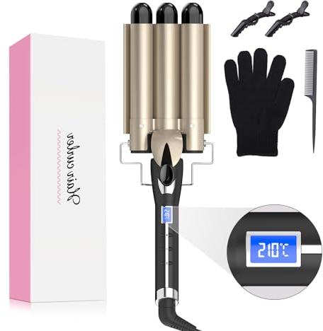 Hair Waver 25MM for CLASSIC BEACH WAVES, AIMERVO 1 Inch Curling Iron 14 Temperature Settings from 80 to 210°C, Tourmaline Ceramic Coating Crimping Iron, New PTC Heater Technology, 1 Hour Auto Shut-off