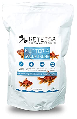 GETEISA Premium Goldfischfutter 1 kg - Hochwertige 2,5mm Teichpellets für Goldfische, Reich an Isländischem Fischmehl, Spirulina & Astaxanthin, Förderung von Farbe & Gesundheit, Made in Germany