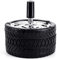 Cisixin Cenicero Giratorio,Cenicero con Tapa de Acero Inoxidable,Cenicero de Neumáticos para Oficina, Hogar, Exterior, Balcón 9.5 * 9.8cm (Negro)