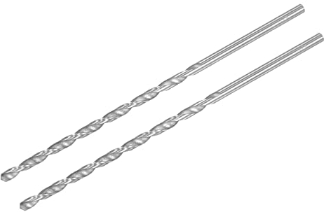 sourcing map HSS(High Speed Steel) Extra Long Twist Drill Bits, 4.5mm Drill Diameter 160mm Length for Hardened Metal Woodwork Plastic Aluminum Alloy 2 Pcs