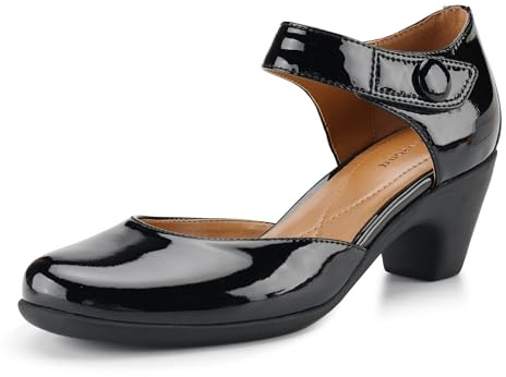 Easy Spirit Femme Clarice Escarpins, Cuir Verni Noir, 43 EU Large