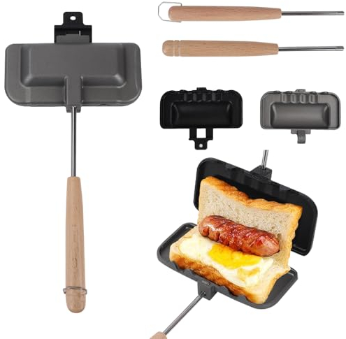 Plancha Sandwichera, Doble Cara Sandwicheras, Aluminio Sandwichera Grill Con Asas Extraíbles Plancha Bocadillos Calientes Desmantelar Estufa De Gas Con Recubrimiento Antiadherente