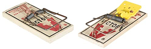 PROTECT HOME Rattenfalle Classic, Klassische Schlagfalle aus Holz zur effektiven und giftfreien Rattenbekämpfung, 1 Stück & Mausefalle Classic, Holz, 2 Stück