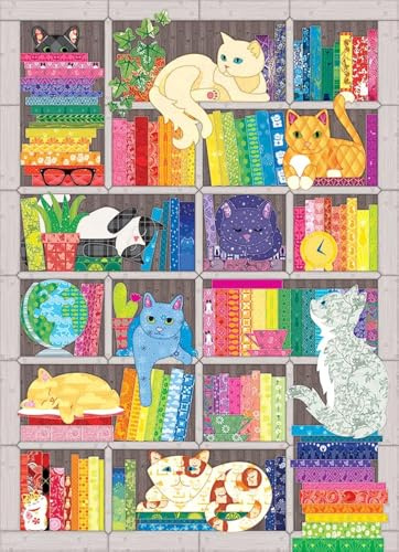 Cobble Hill 1000 Piece Puzzle - Rainbow Cat Quilt - Sample Poster Included
