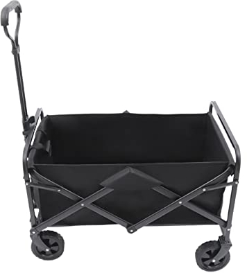 HarBin-Star Bollerwagen, Faltbar Klappbar Transportkarre Handwagen mit 4 Rollen, Verstellbarer Handgriff, Gerätewagen Strandwagen für Einkaufen Draussen Camping, Schwarz 80kg Belastbarkeit