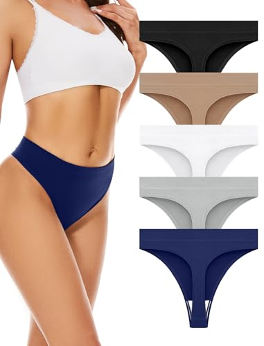 VOENXE Tanga Culotte sans Couture Femme,String Invisible Sport Taille Haute