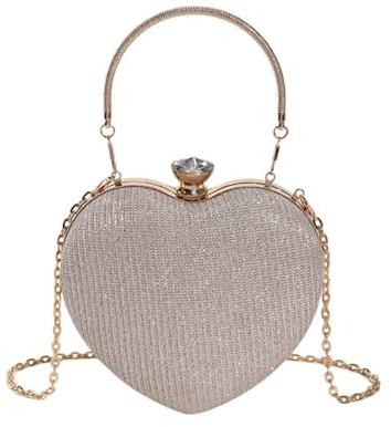 RPAEOY Pochette Femme Coeur Sac a Main Soiree Ceremonie Mariage Clutch Bandouliere Chaine Doree Sacs Petit Format Chic Elegante
