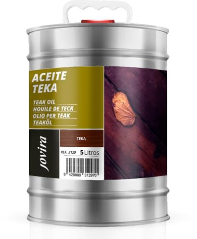 JOVIRA PINTURAS Aceite Teka, para madera exterior, Protección y restauración de la madera Teca en intemperie. (5 Litros, Teka) G-33