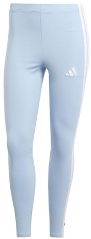 adidas Women's Essentials 3-Stripes Cotton Leggings Tights, Glow Blue/White, XL
