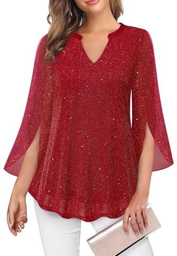 VALOLIA Formal Shirts For Women, Womens Tops Dressy Sparkly Evening Tops For Women Long Sleeves Cruise Party Tops For Womens College 2026 Holiday Festival Wedding Sparkly XXX-Large