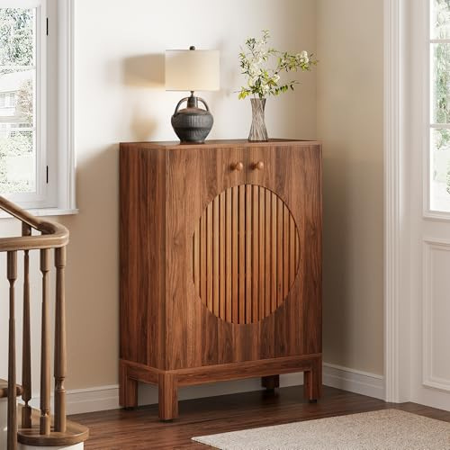 LITTLE TREE 5-Tier Shoe Cabinet, Adjustable Height Shelves, 39.8 Tall Farmhouse Style Shoe Organizer for Living Room, Entryway