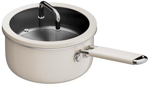 Stackbear Tri-Ply Stainless Steel Sauce Pan, 1.5 Quart Saucepan with Lid, Cooking Pot for All Cooktops, Stainless Steel Pot for Home, Kitchen or Restaurant, PTFE & PFOA Free