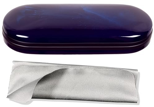 FEIQIAO Custodia rigida per occhiali, custodia portatile da viaggio per occhiali da uomo e da donna, A-blu, Large