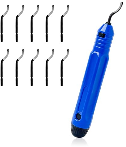 Dreamil Entgrater Werkzeug,mit 10 Stück 360 ° Drehen HSS Ersatzklingen,Universal Handentgrater für Kunststoff, Metall,3D Drucker, Rohr, PVC, Stahl und Aluminium