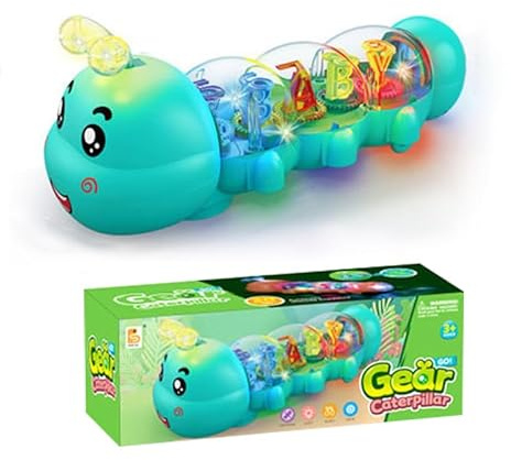 CHANGYUE Giocattolo strisciante a forma di bruco con luce e musica - design per il tempo della pancia, giocattolo interattivo per bambini (A)