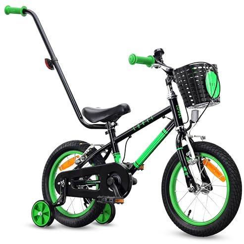 SUN BABY LOVEL barncykel 14/16 | För 3–6 år, max. 50 kg, stödhjul, korg, ringklocka och kedjeskydd