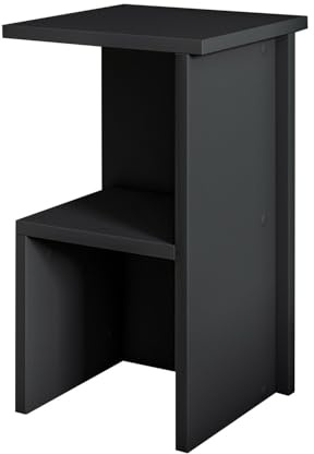 Elegante mesita de Noche de Color Antracita, 29,6 x 50 x 29,6 cm, Tablero de partículas 100% melamina, 18 mm de Grosor, diseño Moderno para Dormitorio