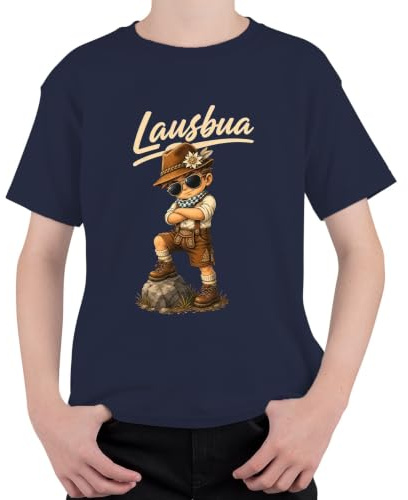 Lausbua läderbyxor Bayern traditionell traditionell t-shirt för barn | Dirndl Alpen Wiesn folkfest traditionell hatt ädelvita solglasögon berg fräcka vandring traditionell