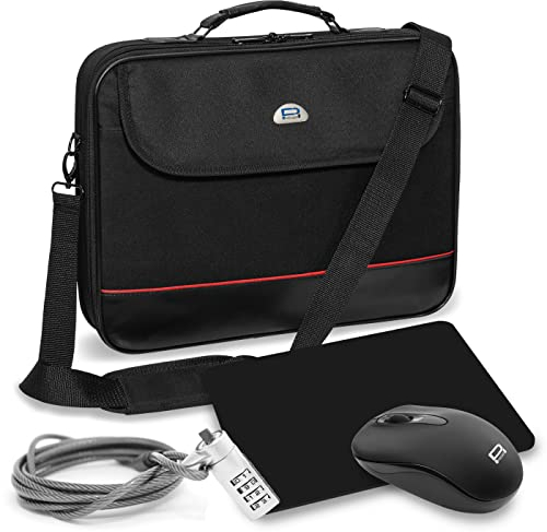 PEDEA borsa per PC portatile Trendline Borsa notebook starter kit fino a 15,6 pollici (39,6 cm) con mouse wireless, tappetino per il mouse e lucchetto per notebook, nero