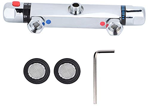 Chrome Metallisch glänzend Thermostati Dusche, Modernes Design Duschthermostat aus Hochwertigem Kupfermaterialm, Intelligenter Thermostat Mischbatterie