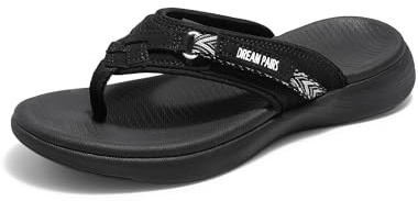 DREAM PAIRS Womens Arch Support Lightweight Flip Flops,Black,8.5