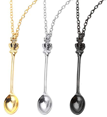 3Pcs Spoon Necklaces Set, Antique Style Spoon Necklace Jewelry Accessory for Party Favors