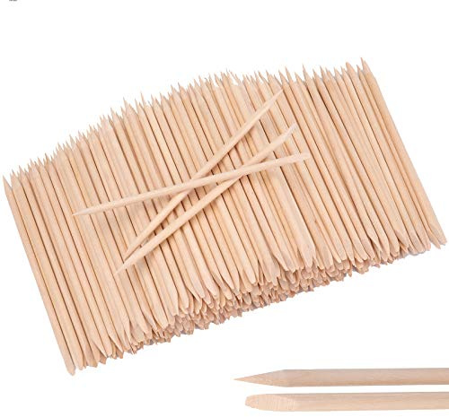 Hedume 600 Pcs Orange Wood Nail Sticks, Double Sided Multi Functional Cuticle Pusher Remover, Pointed End & Flat End Manicure Pedicure Tool