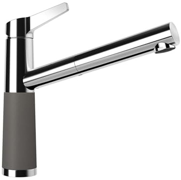 SCHOCK Grifo de cocina SC-510 Silverstone – Grifo de baja presión CRISTADUR con manguera extensible y conectores estándar